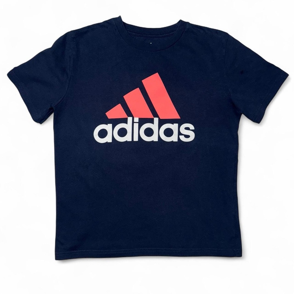 Adidas Kids Tee in Navy with pink Logo size M (10/12)